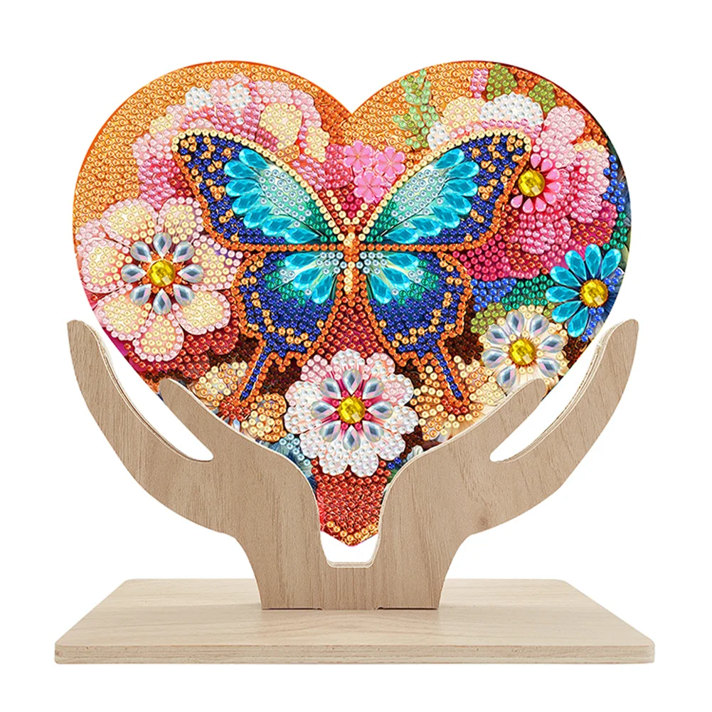 DIY Flower Butterfly Wooden Table Top Diamond Painting Ornament Kits for Home Office