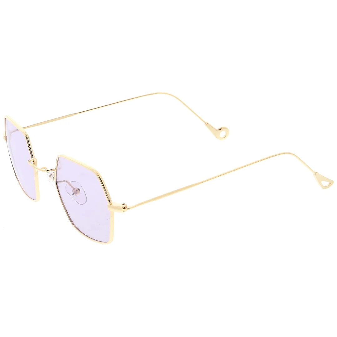 Small Metal Hexagon glasses Ultra Slim Arms Colored Flat Lens 51mm