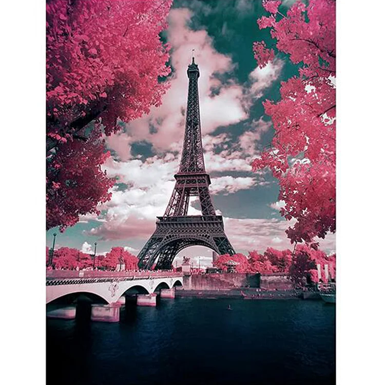 Eiffel Tower Landscape Round Full Drill Diamond Painting 30X40CM(Canvas) gbfke