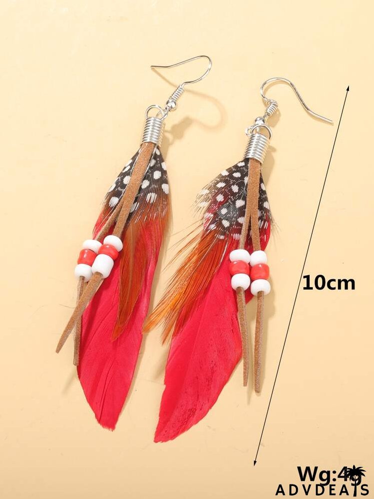 Feather Decor Drop Earrings