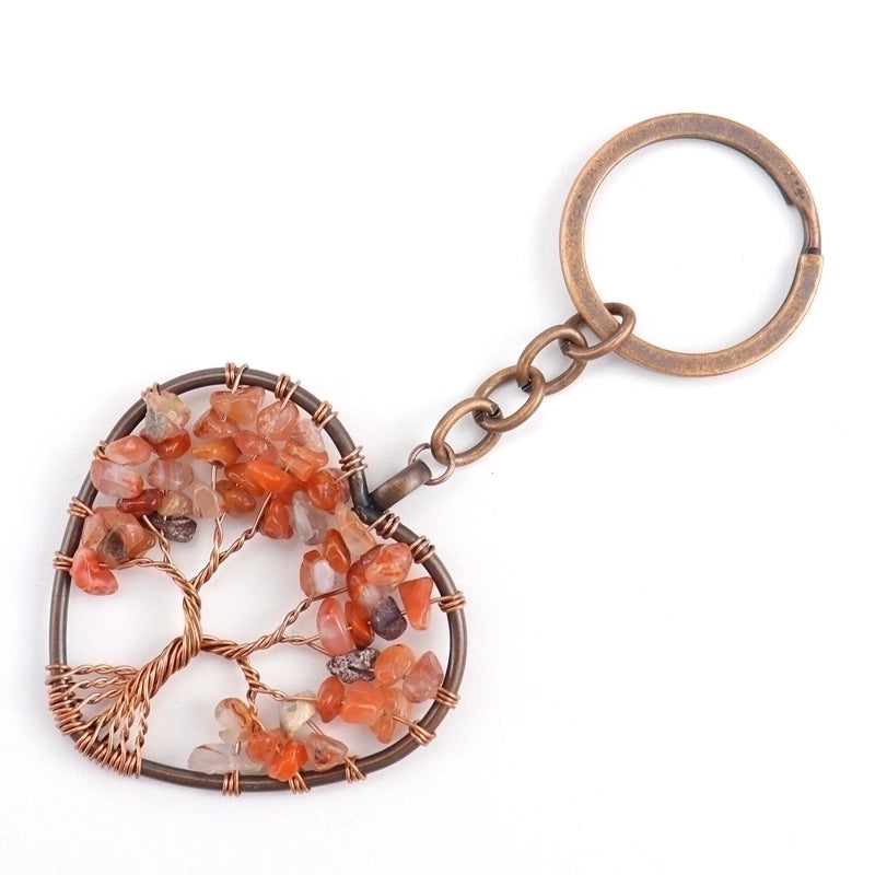 Fashion Tree Natural Stone Copper Beaded Women’s Keychain 1 Piece