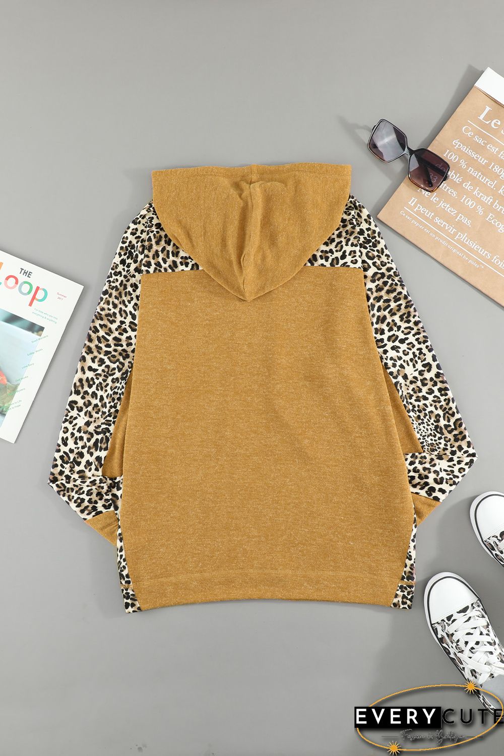 Leopard Patchwork Pullover Hoodie