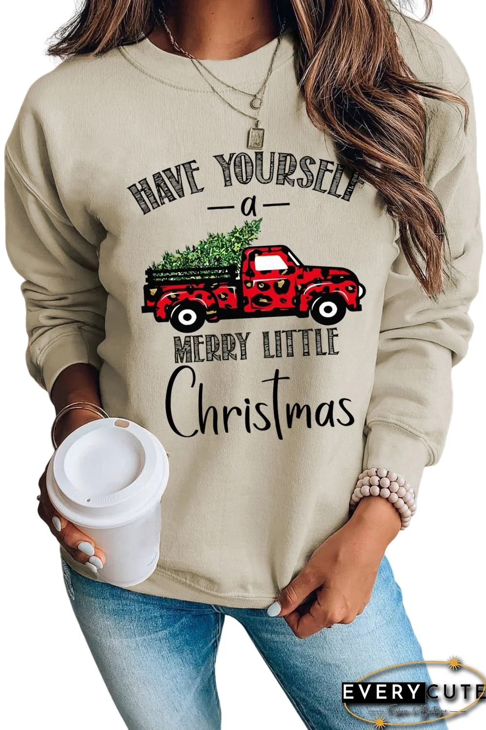 Khaki Have Yourself a Merry Little Christmas Sweatshirt