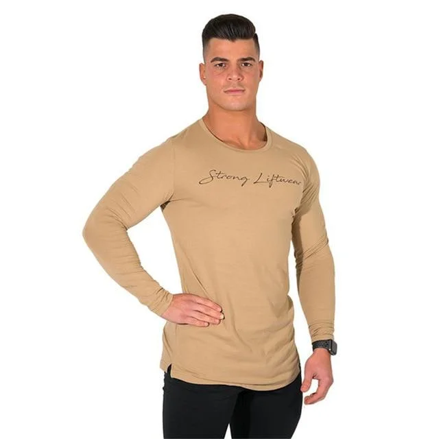 Men High-Elasticity Sporting T-Shirt Men Long Sleeve Fitness T-Shirt Men's Solid Gyms Bodybuilding T-Shirt Tee