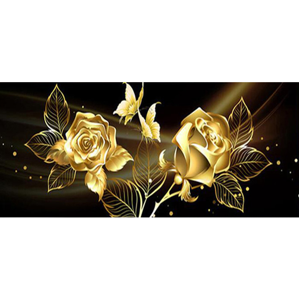 

90*40CM - Round Drill Diamond Painting - Gold Rose, 501 Original