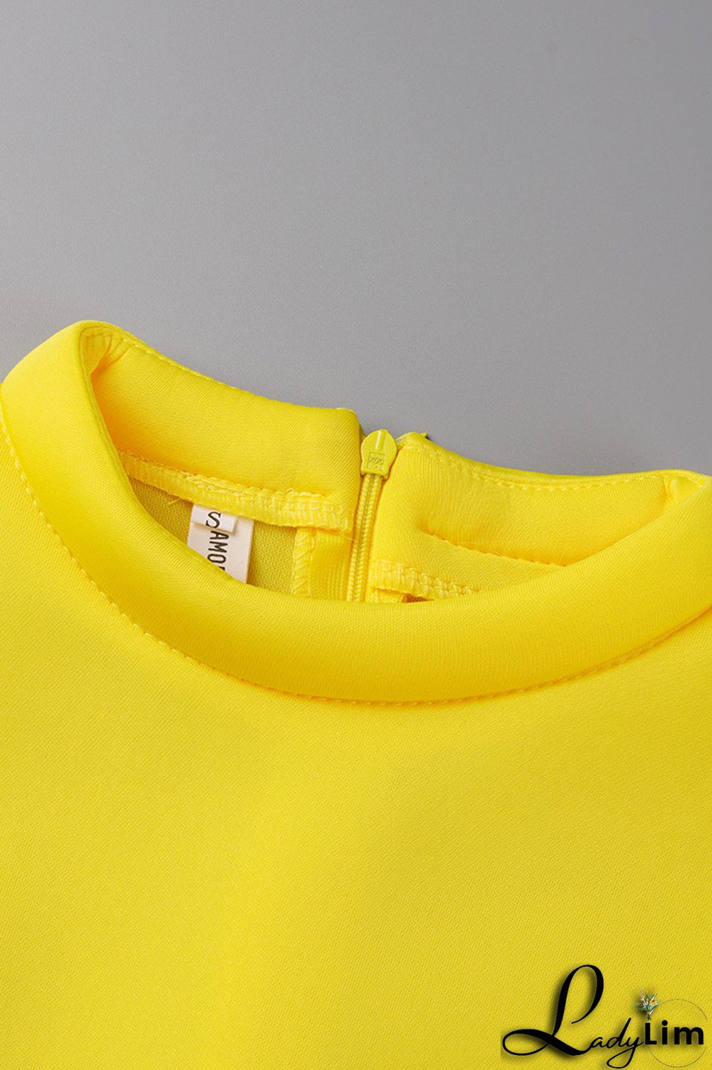 Yellow Fashion Formal Solid Patchwork Half A Turtleneck Evening Dress