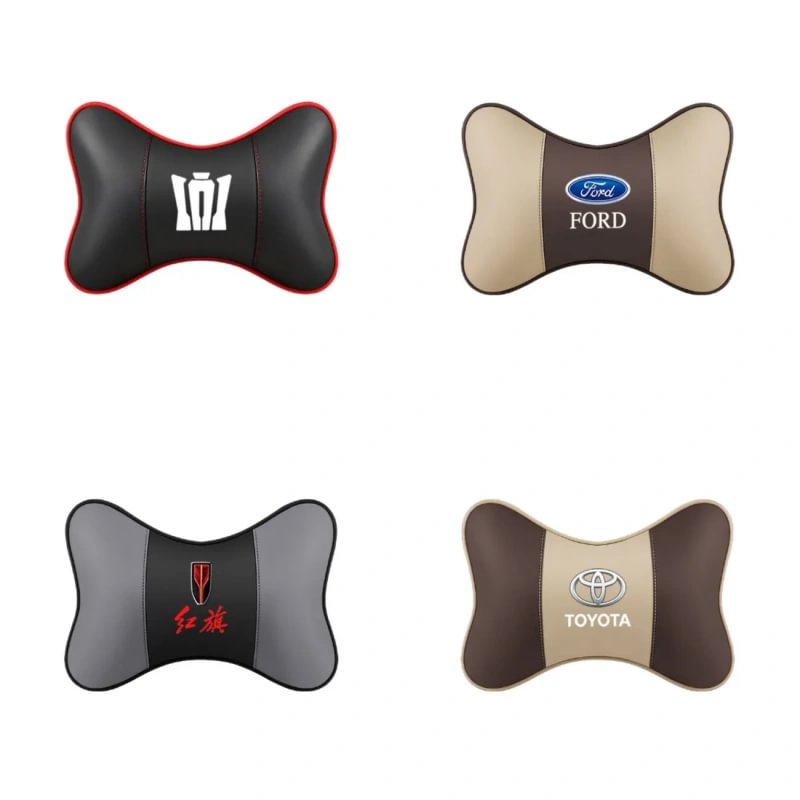 Comfortable leather car headrest with neck support