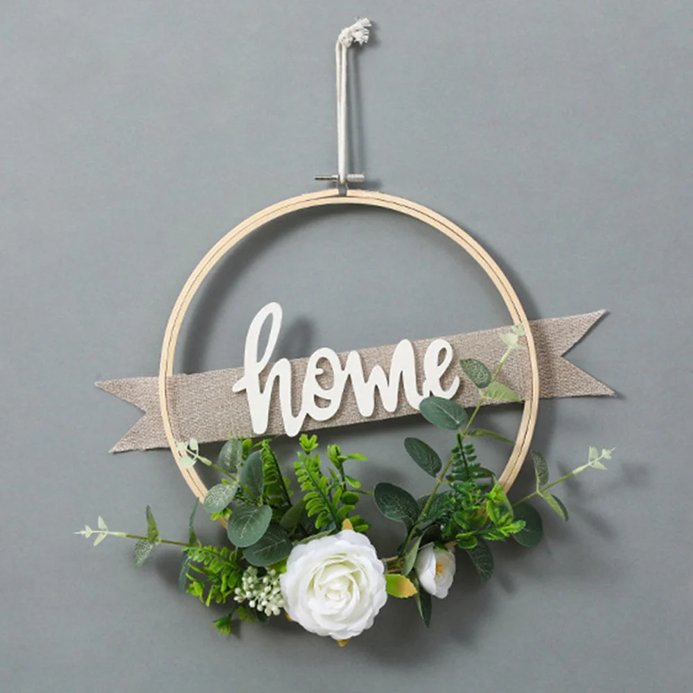 Simulation Eucalyptus Leaf Bamboo Circle Festive Decoration Garland