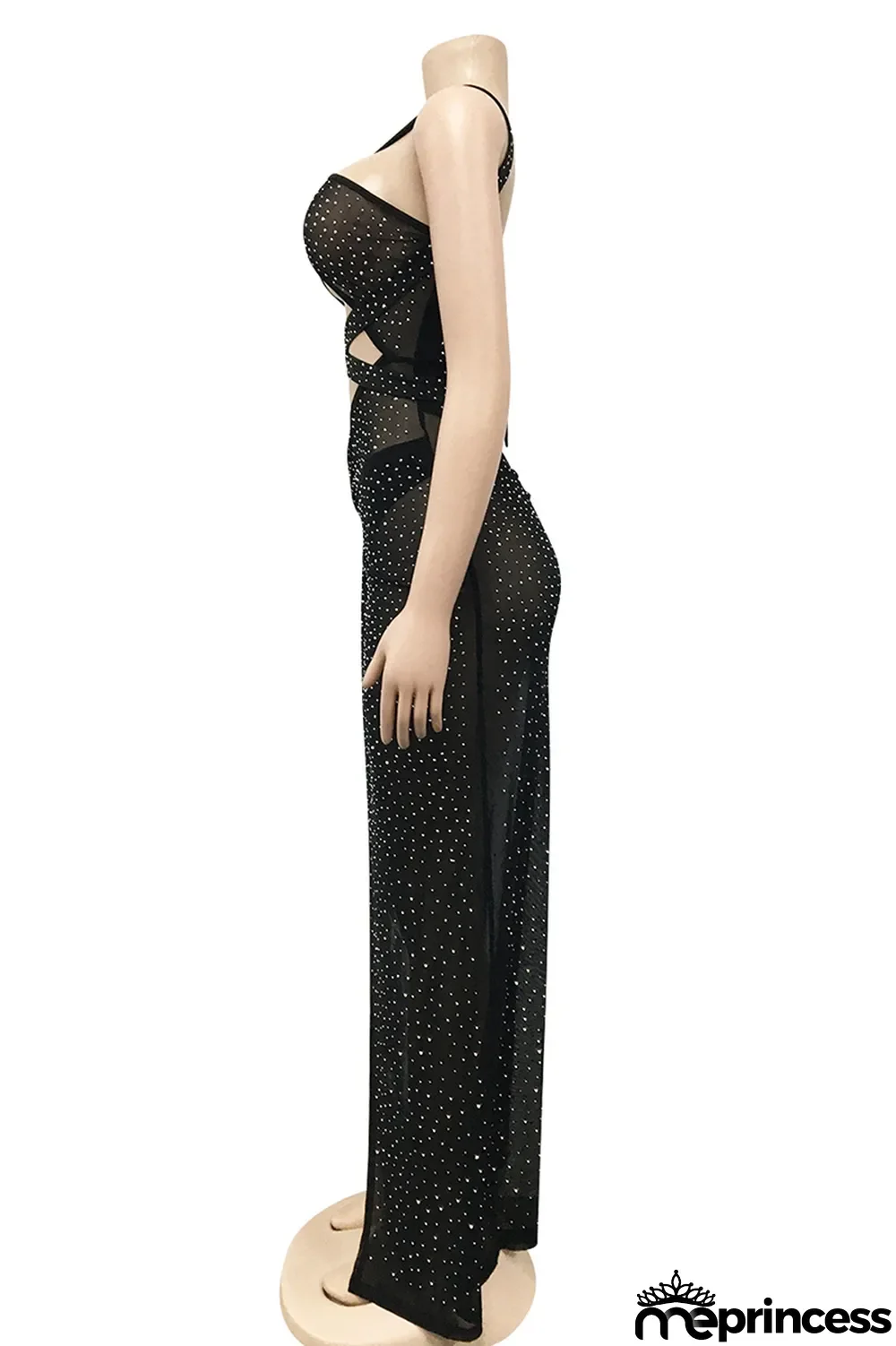 Orange Sexy Hot Drilling Hollowed Out Backless Slit V Neck Sling Dress Dresses