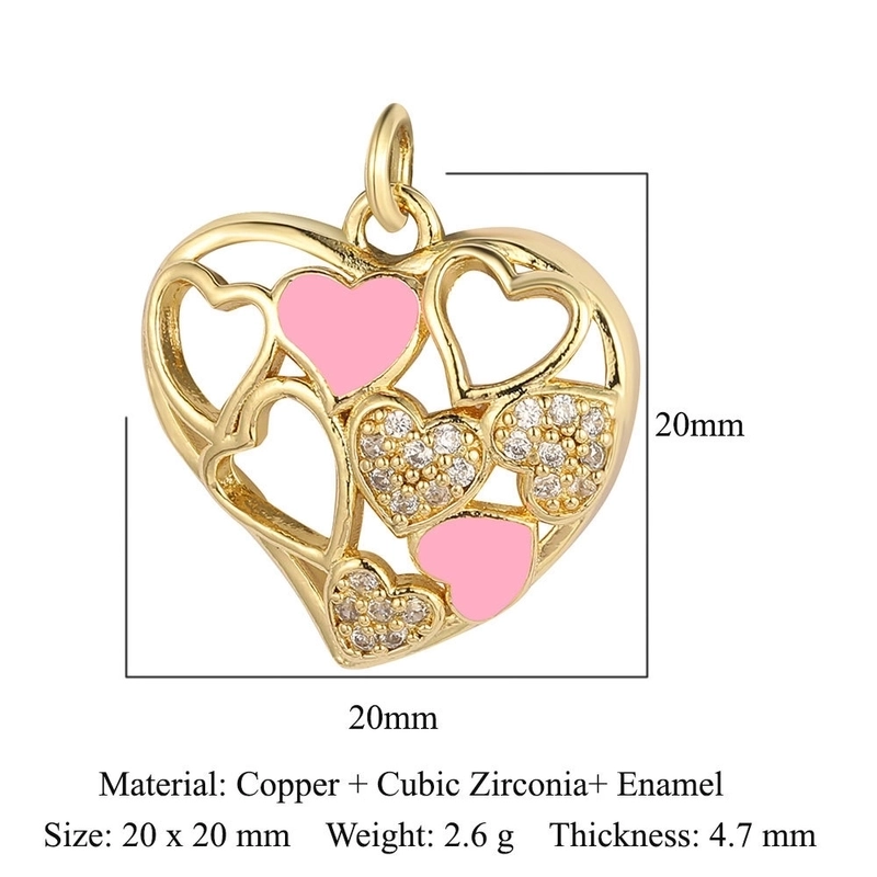 1 Piece Copper Zircon 18K Gold Plated Heart Shape Crown