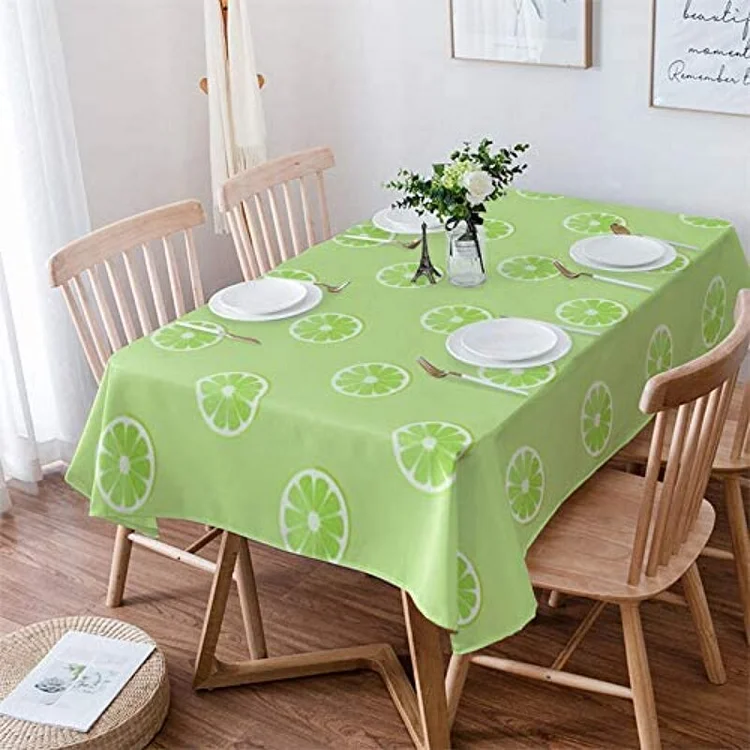 Spring Green Lemon Rectangle Waterproof Tablecloth Holiday Party Decoration Simple Fruits Style Tablecloth for Dining Room Decor