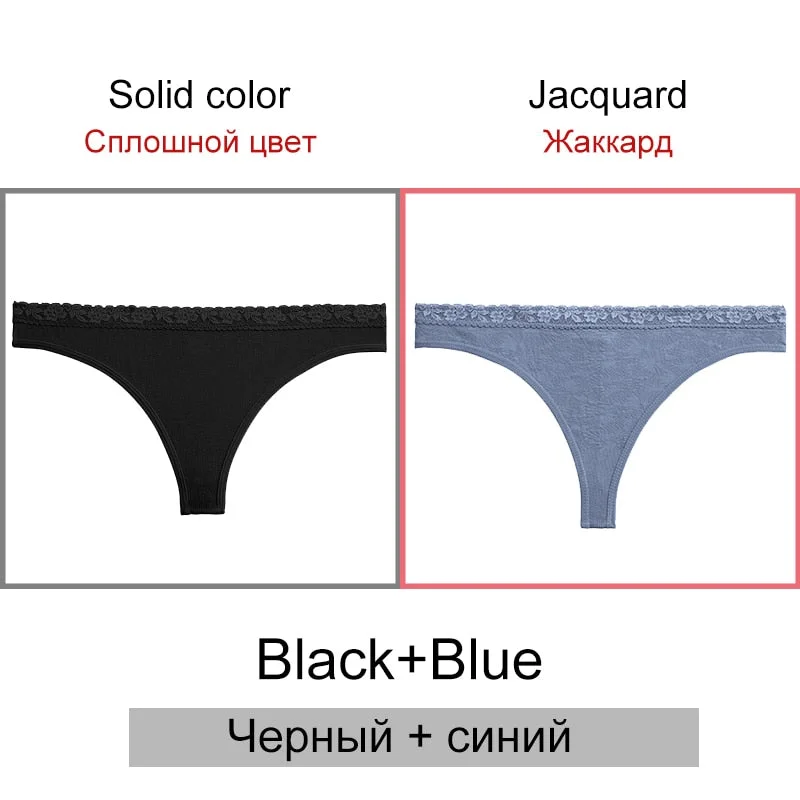 FINETOO Sexy Thongs Women 2Pcs/set Floral Waist G-string Panties Seamless Underwear Ladies Jacquard T-back Underpants S-2XL 2021