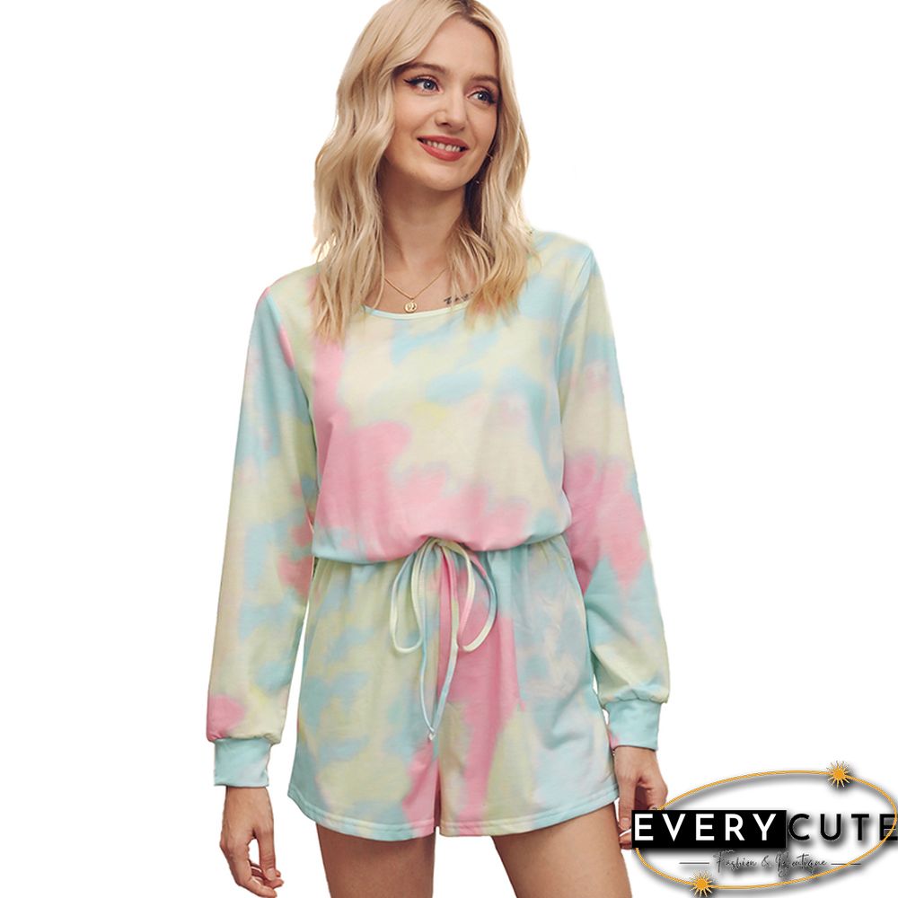 Multicolor Knit Blend Tie Dye Printed Romper