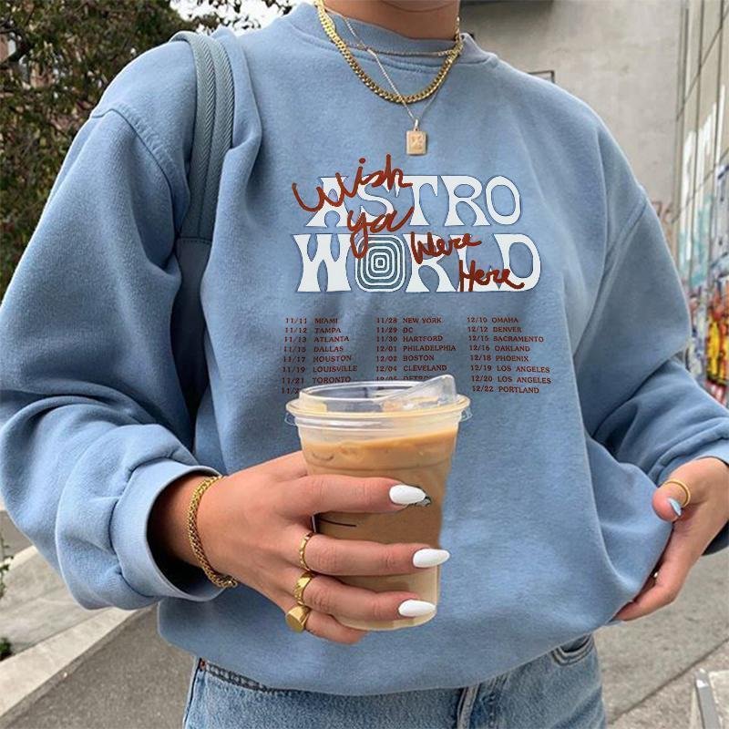 Y2k Fashion Astroworld Hoodie O-neck Letter Print Pullover Hoodie