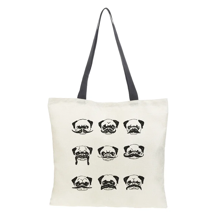 Linen Eco-friendly Tote Bag - Dog Emoji
