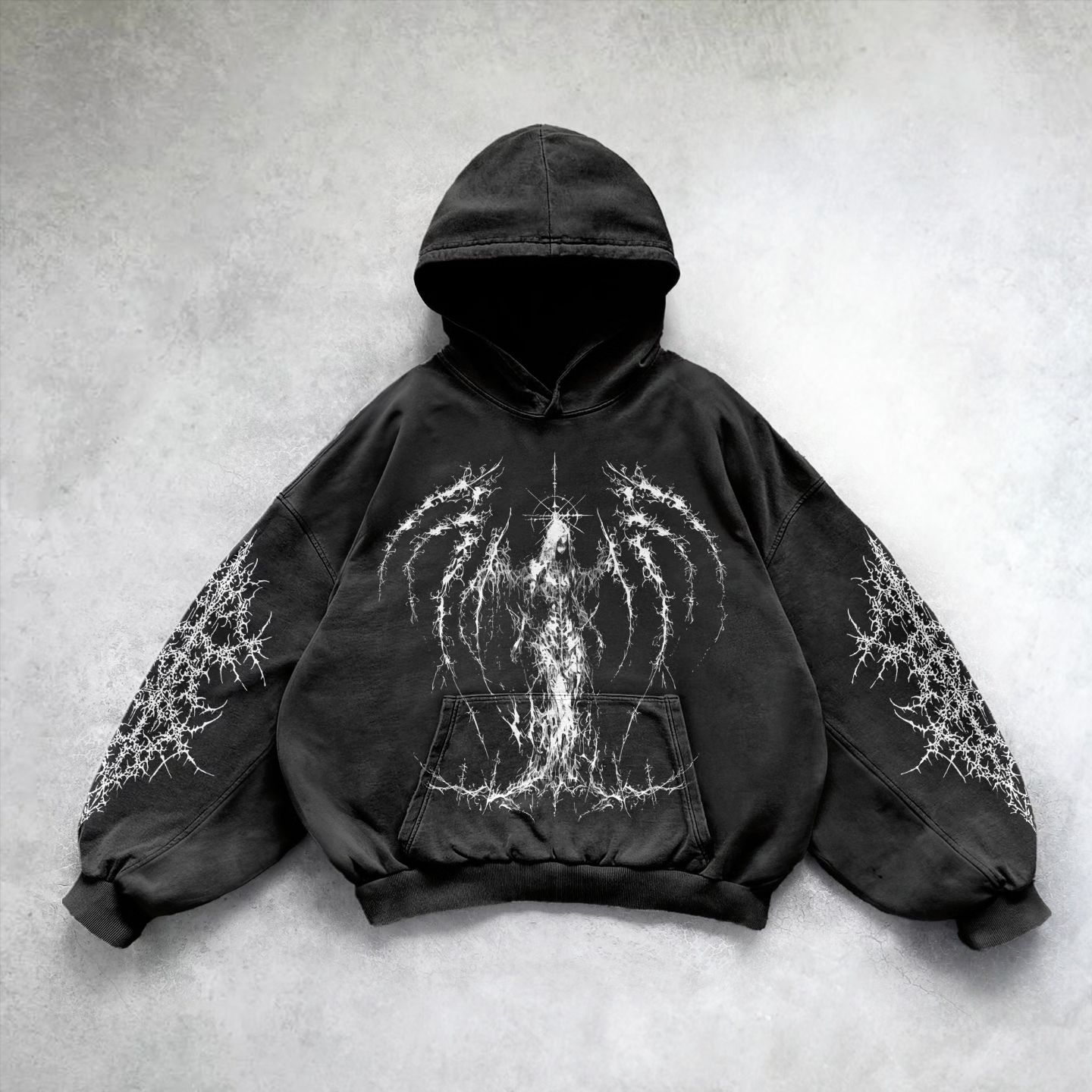 Oversized Gothic Print Hoodie