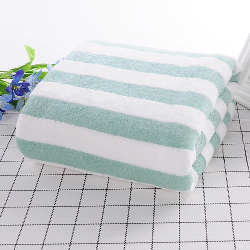 Hotel Beauty Salon Quick-drying Beach Towel Household Soft Absorbent Face Towel Striped Coral Fleece Bath Towel