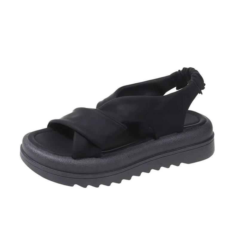 Tanguoant Tanguoant 2023 New Fashion Cross-Platform Sandals Women's Simple Solid Color Trend Light Casual Beach Shoes