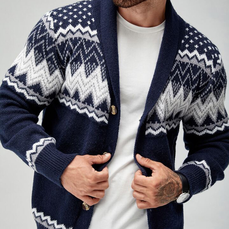Men's Solid Color Long Sleeve Knitted Cardigan