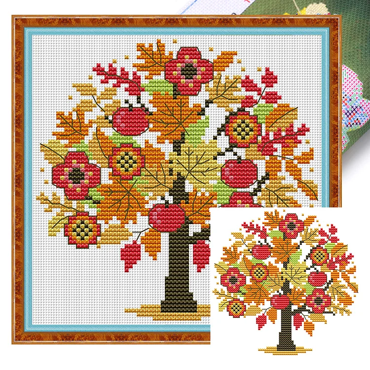 【Joy Sunday Brand】Four seasons tree - autumn 18*18cm 14CT Stamped Canvas Cross Stitch gbfke
