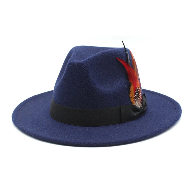 Bow Feather Top Hat Autumn And Winter Big Brim Hat Fashionable Men’s And Women’s Cashmere Felt Hat Style New Hats