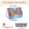 (24cm)Purple Rainbow Butterfly 24cm DIY Diamond Painting Rhinestones Decorative Tissue Box Reusable Crystal Mosaic PU Tissue Holder for Home Car Desk Decoration Craft