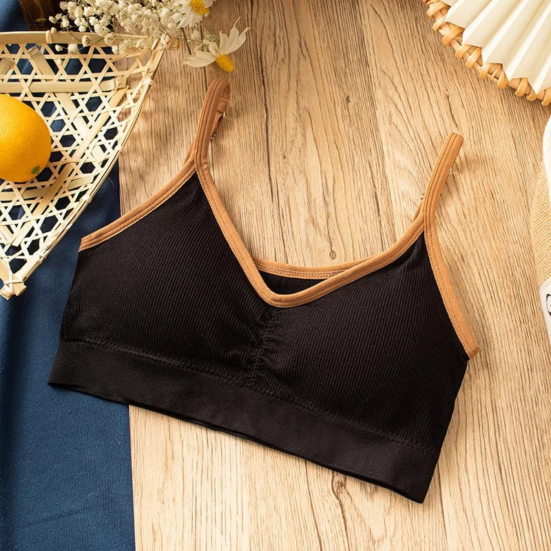 Women's Cotton Underwear Tube Tops Sexy Color Matching Bra Fashion Sports Comfort Tank Up Girl Suspender Underwear Sexy Lingerie