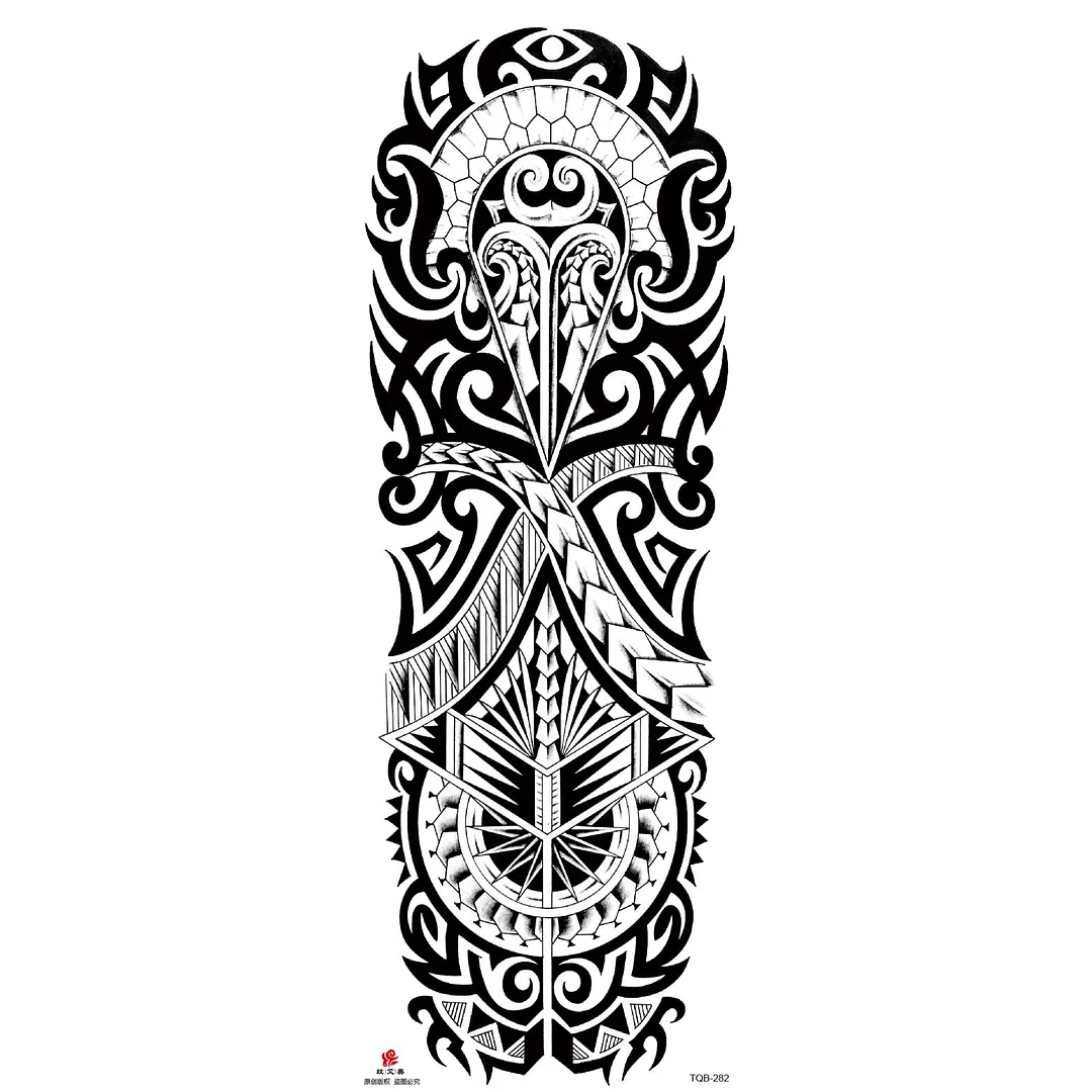 Full Arm Temporary Tattoo Wolf Lion Fish Horns Geometric Man Body Leg Rose Flower Phoenix Waterproof Sticker Cool Women Tatoo
