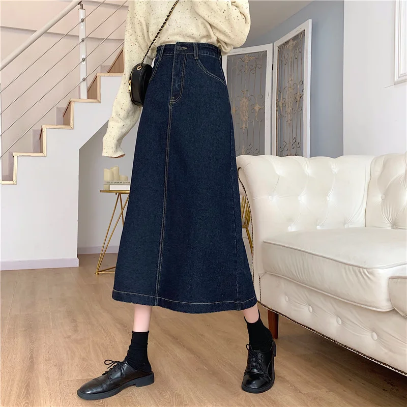 Toloer Cowim Skirt Skirt Female Spring Summer 2021 New Medium Long Bag Hip High Waist Slit Show Thin Versatile A-Word Skirt-Outfit Ideas