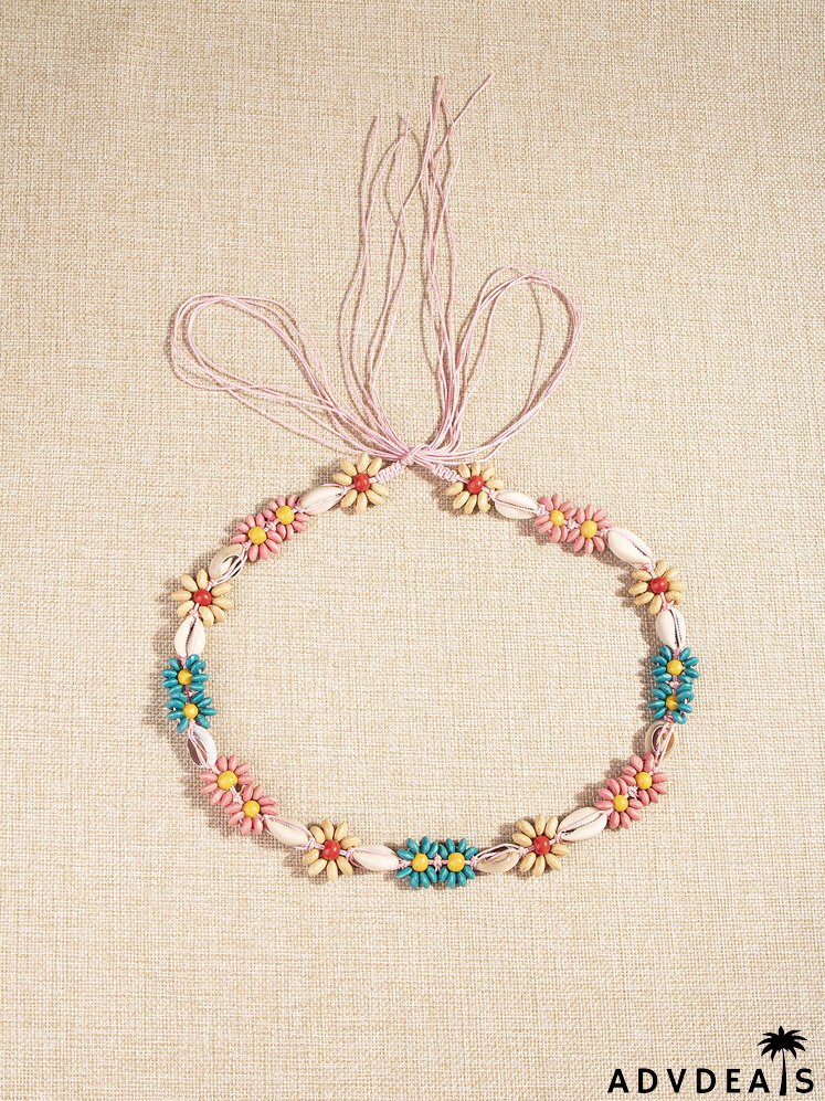 Flower & Shell Decor Rope Belt