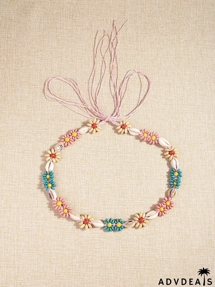 Flower & Shell Decor Rope Belt
