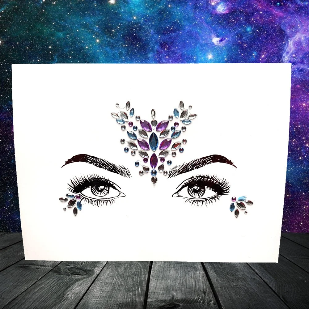 3D Flash Eye Gems Sticker Diamond Face Jewelry Acrylic Resin Drill Body Art For Party Show Rhinestone Forehead Eyebrow Eye Decor