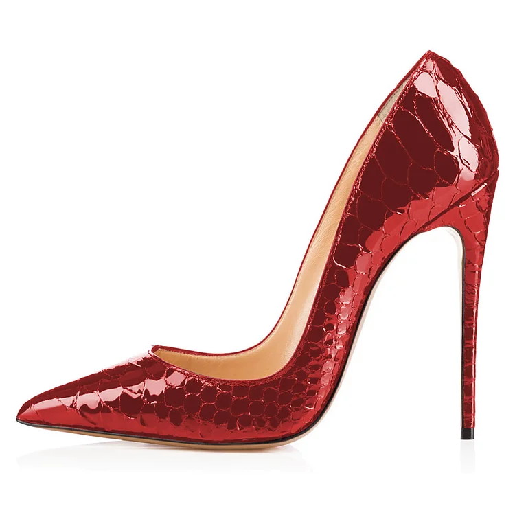 Burgundy Python Pointy Toe Stiletto Heels Pumps Vdcoo