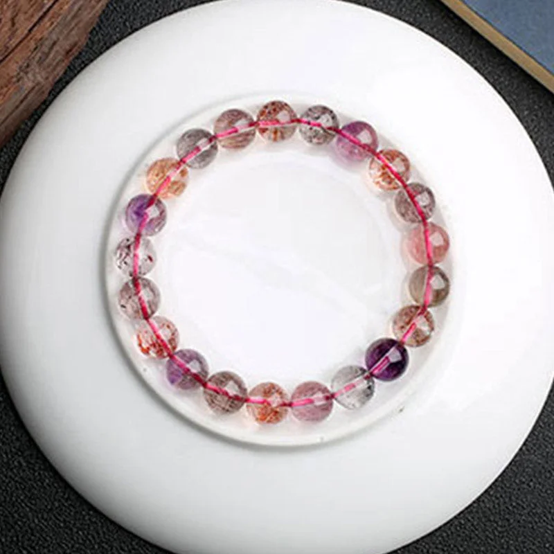 Amethyst CrystalNatural Strawberry Quartz Love Blessing Bracelet