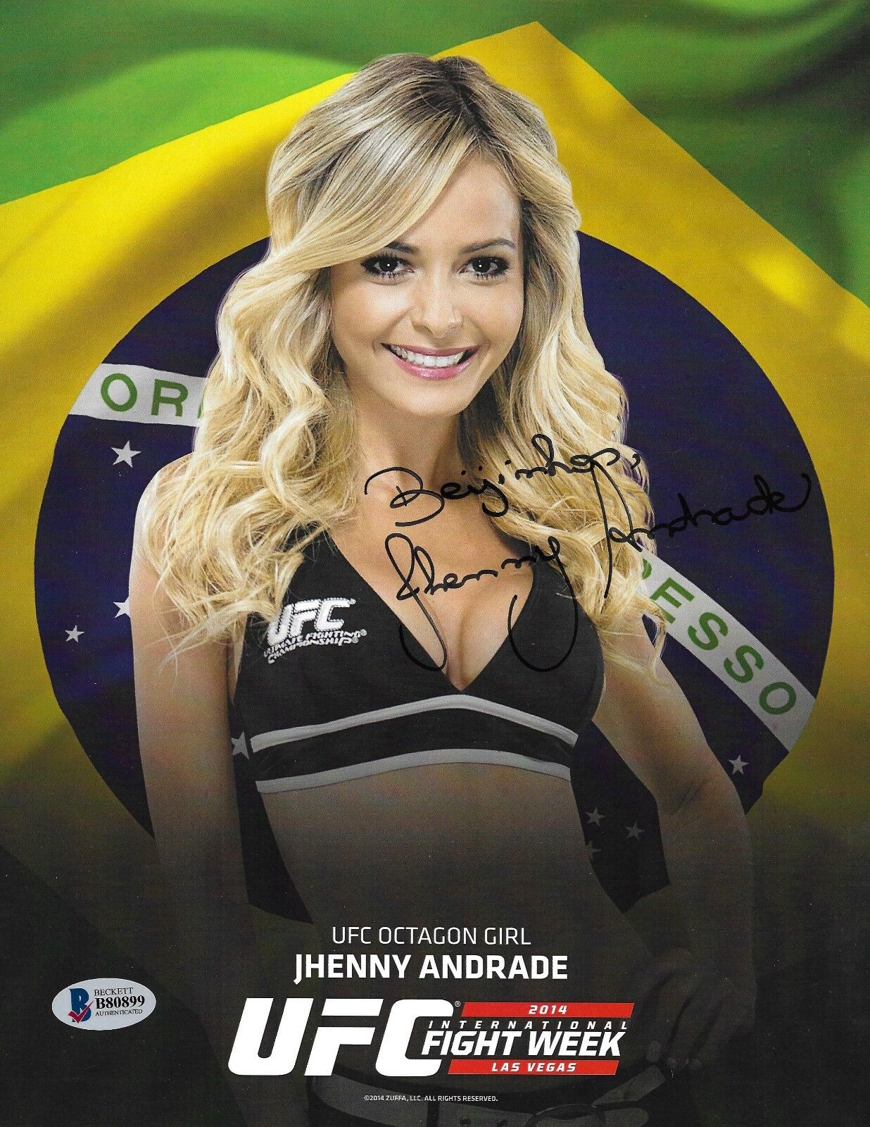 Jhenny Andrade Signed 8.5x11 Photo Poster painting BAS Beckett COA UFC 2014 Promo Picture Auto'd