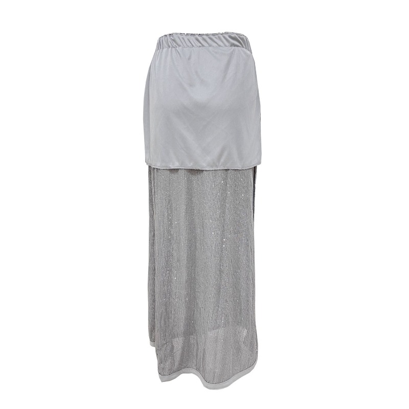 Ootddress Sequin Female Sexy Maxi Skirt Summer Fashion Glitter High Waist Loose Elegant Club Long Skirt Sparkle Women Long Skirt New