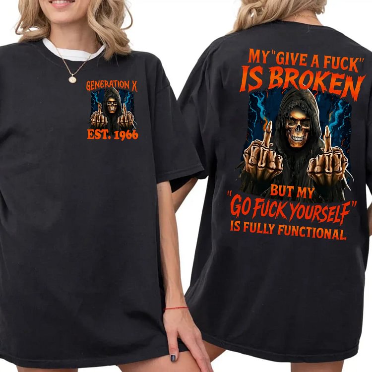 Personalized Gen X Unisex T-Shirt, Sweatshirt & Hoodie | Custom Birth Year Skull Graphic Shirt | Funny Generation X Gift for Men & Women