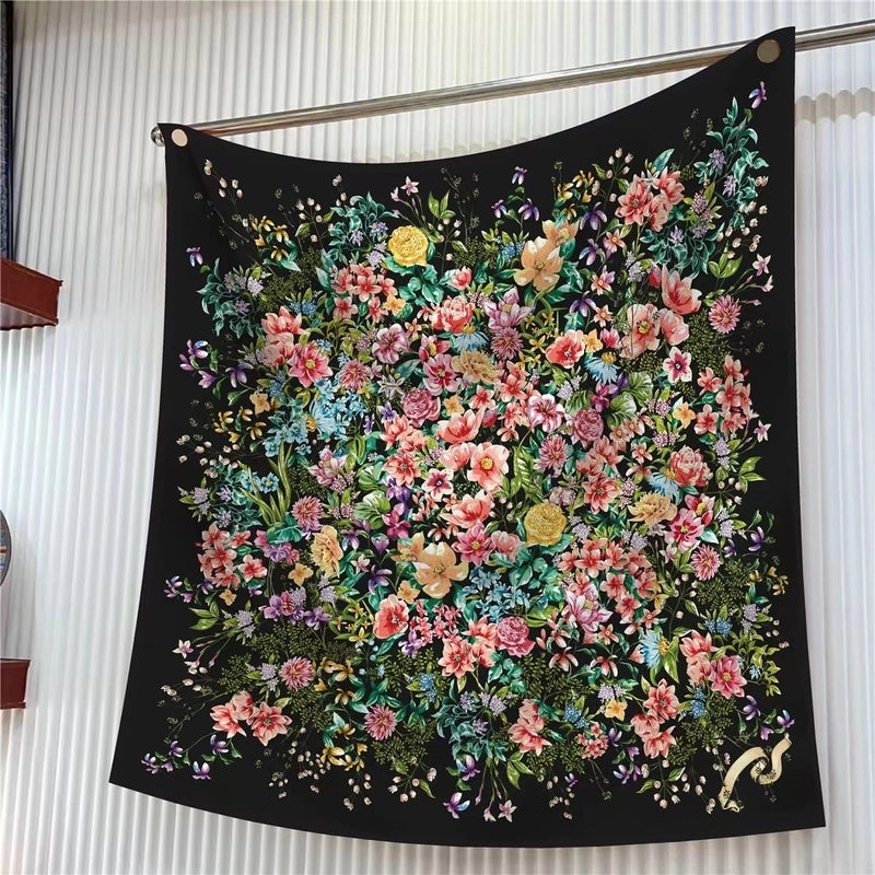 90cm * 90cm Hangzhou High Quality Twill Forged Large Square Scarf Fashion Printed Scarf Sunscreen Shawl Scarf