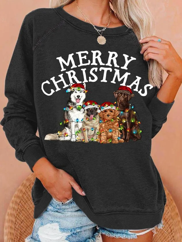 Merry Christmas With Christmas Dogs Women's Sweatshirt
