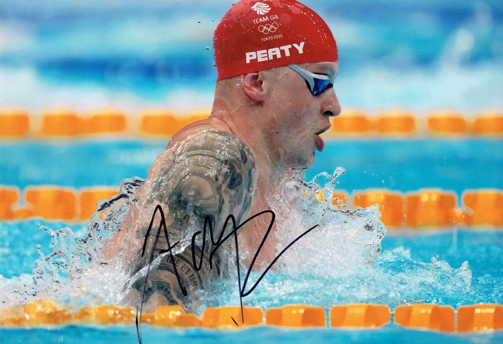 Adam PEATY Gold Medal 2020 Olympic Swimmer Autograph Signed Photo Poster painting AFTAL COA