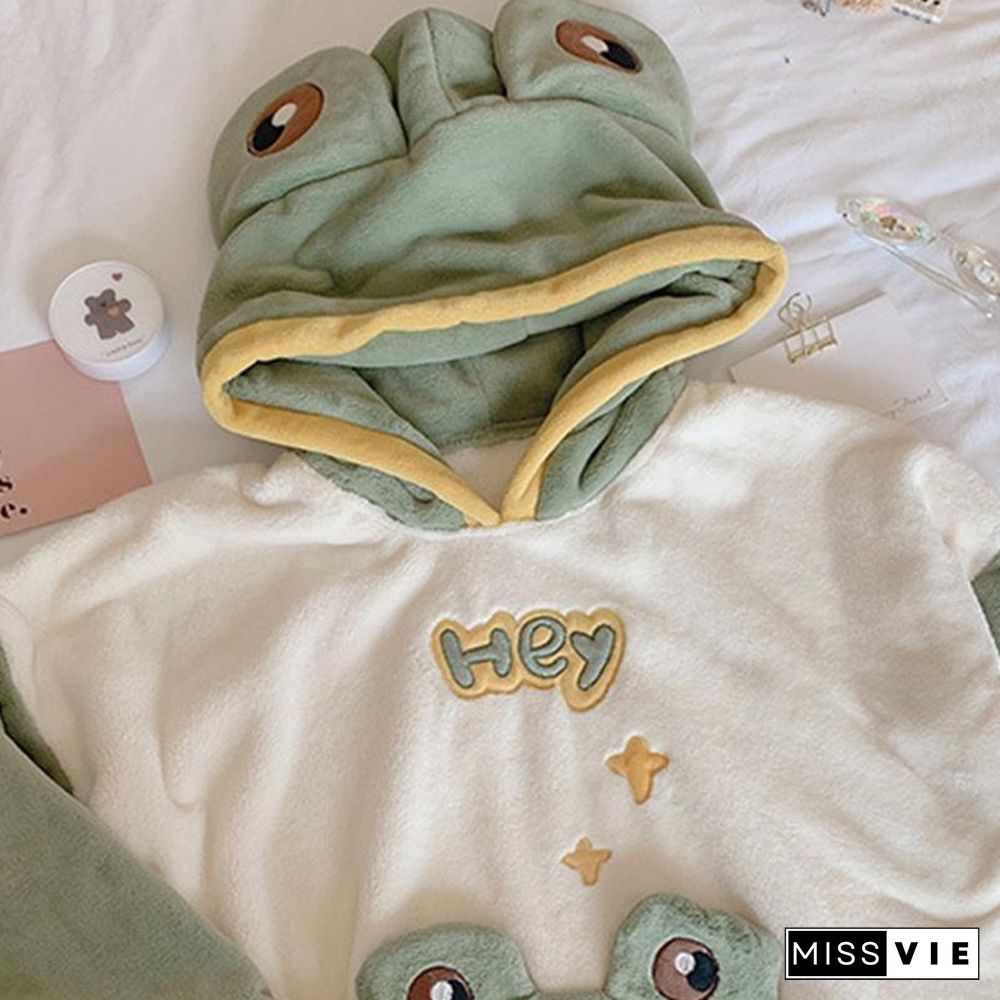 Frog Eyes Ears Hooded Pajamas Two-piece Set