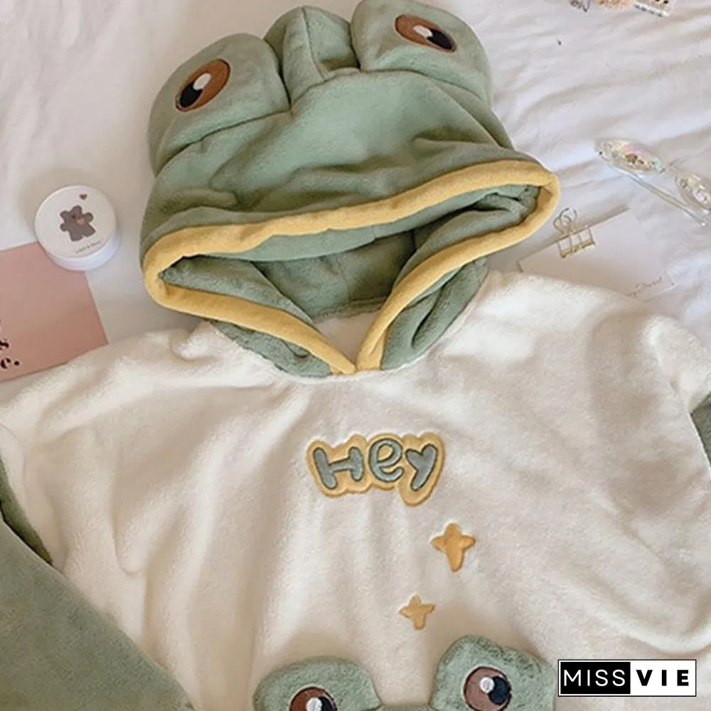 Frog Eyes Ears Hooded Pajamas Two-piece Set