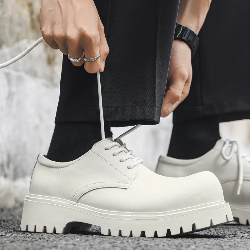 Breakj Breakj Head Derby Shoes Platform Increased Casual Leather Shoes 2023 Autumn And Winter New Daily Commuting Single Shoes 1026-R