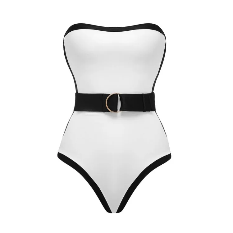 Bandeau Color Block One Piece Swimsuit