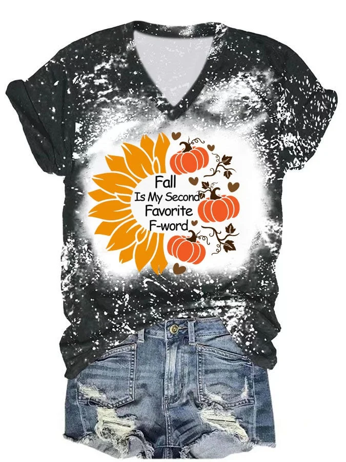 Women's Fall Is My Second Favorite F-word Print Short Sleeve T-Shirt