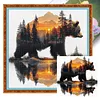 Silhouette Bear Forest-11CT Stamped Cross Stitch 45*45cm/17.72*17.72in