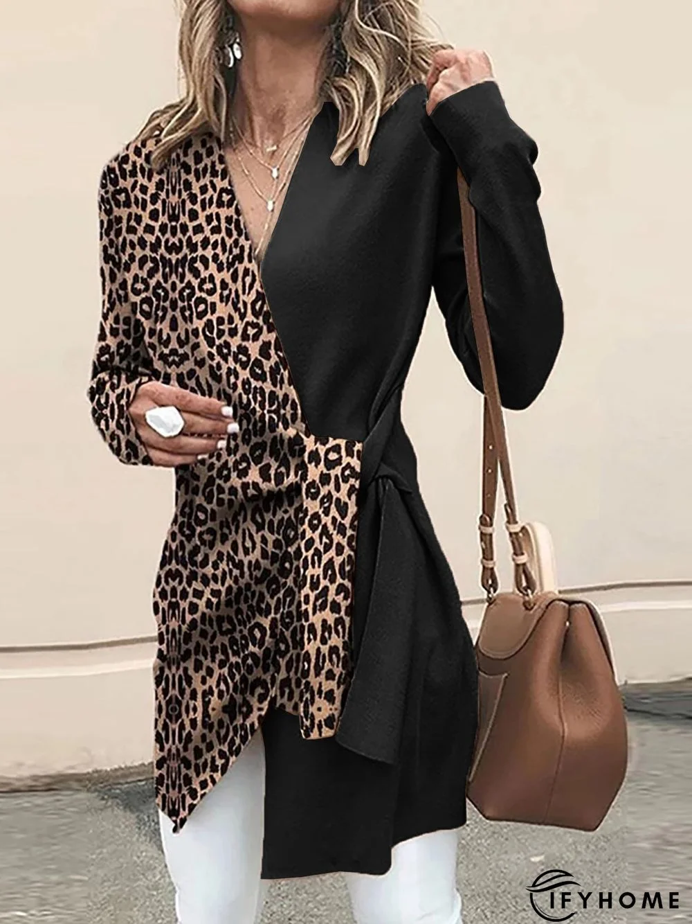 Leopard Paneled Sweater Plus Size Cardigan | IFYHOME