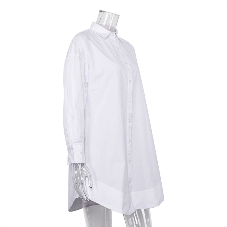 Ootddress White Loose Fashion Shirts For Women See-Through Patchwork Cardigan Coat Lapel Slim Long Sleeve Oversized Blouse Shirt