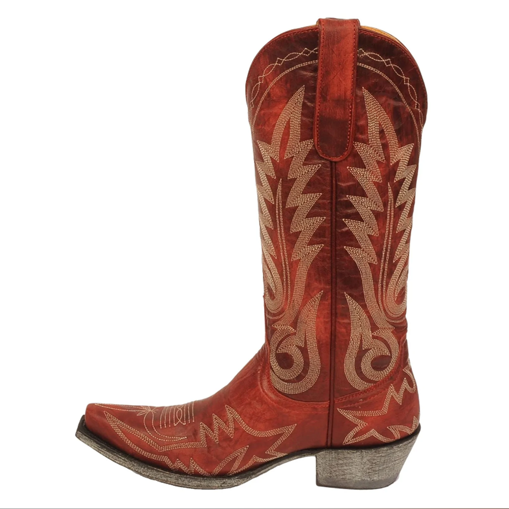 Burgundy Chunky Heel Western Casual Boots