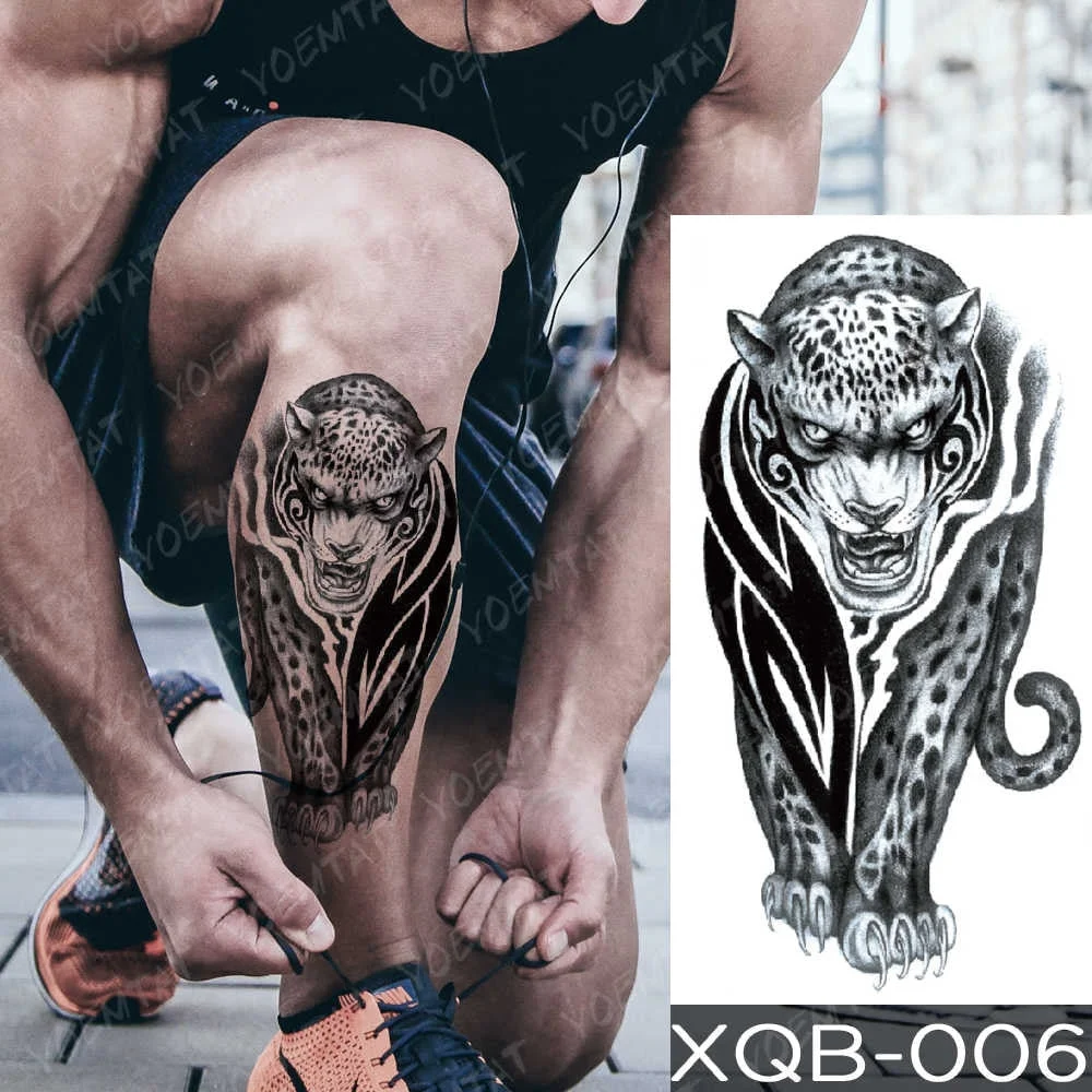 Waterproof Temporary Tattoo Sticker Totem Leopard Flash Tattoos Dragon Tiger Wolf Lion Body Art Arm Fake Tatoo Women Men